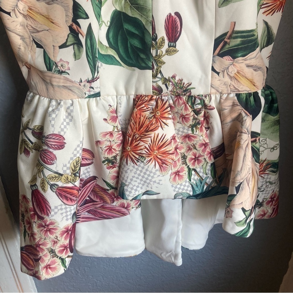Anthropologie Cameo Dahlia Botanical Peplum Top Sz XS - Picture 7 of 10
